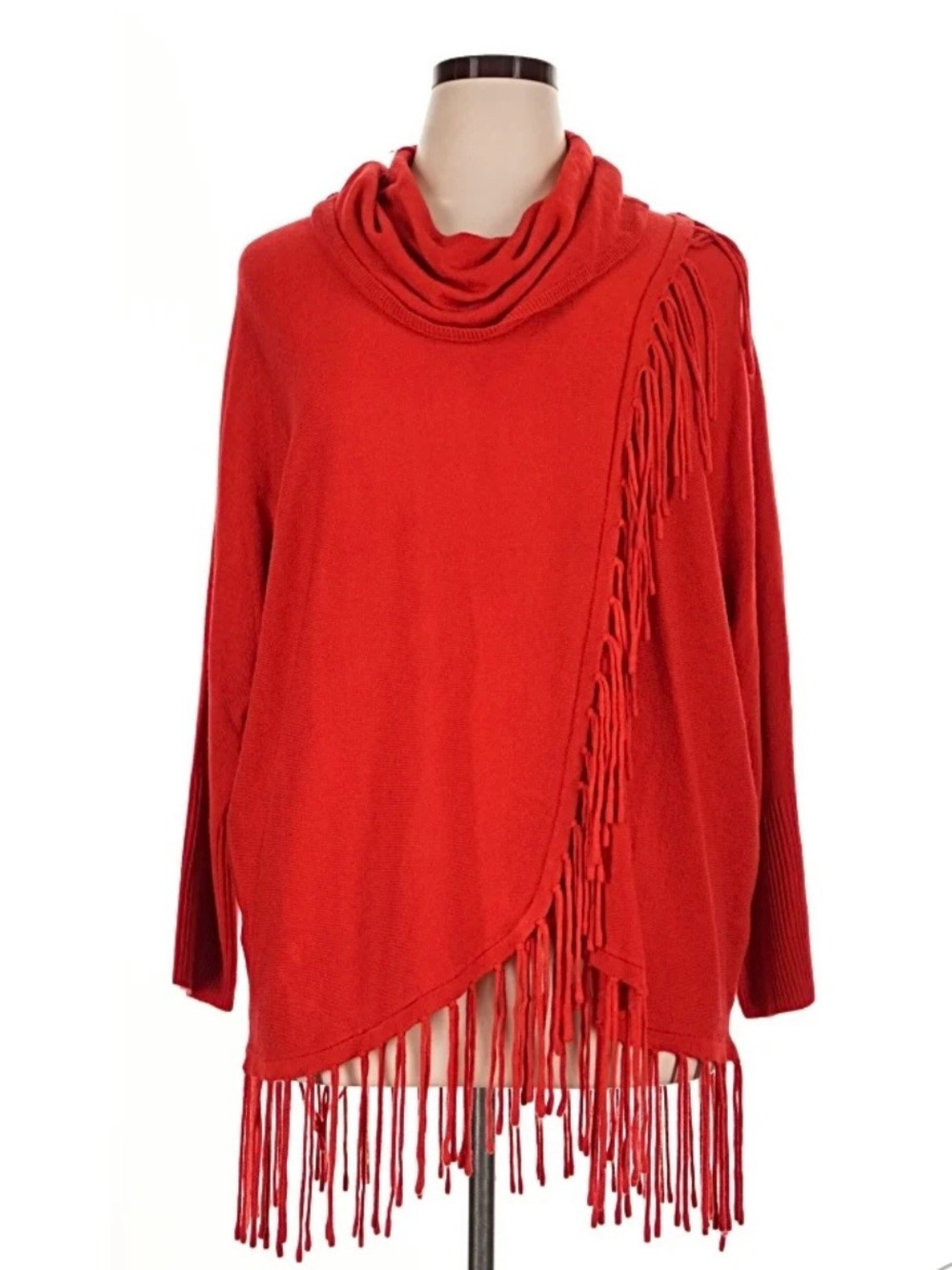 NWT! NY Collection red fringe sweater size M